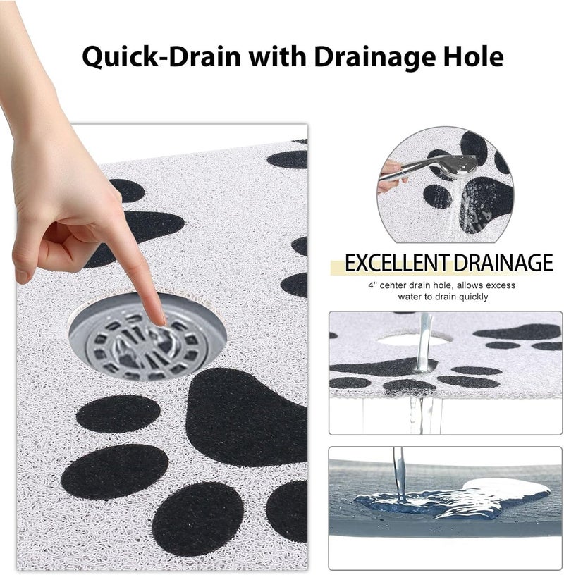 Yonala Square Shower Mat, 27 x 27 Inch Stylish Non Slip Shower Mats for Inside Shower with Central Drain Hole, Soft Trimmable PVC Loofah Anti Slip Shower Mat for Walk in Shower Stall, Quick Drying - Image 5